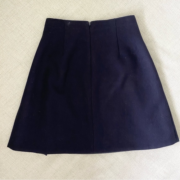 J. Crew Navy Wool Sailor Skirt With Gold Buttons - Picture 3 of 6